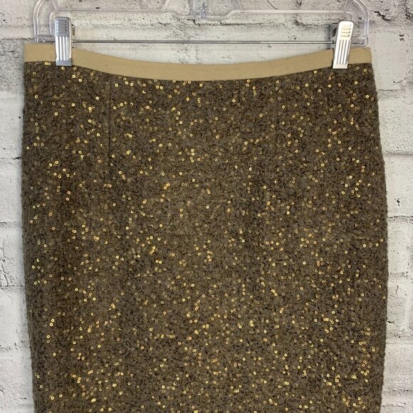 Anthropologie Pink Martini Sparkly Champagne Wool Blend Pencil Skirt - Picture 2 of 13